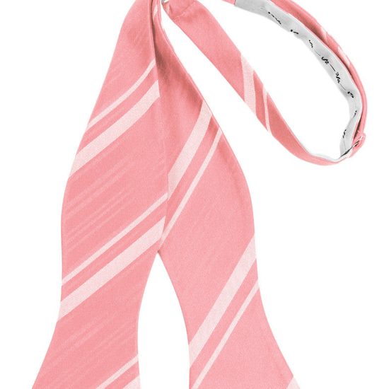Coral Reef Striped Satin Self-Tie Formal Bow Tie