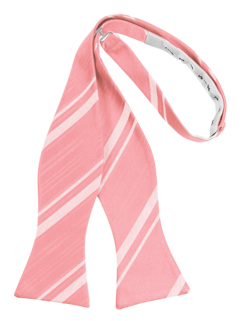 Coral Reef Striped Satin Self-Tie Formal Bow Tie