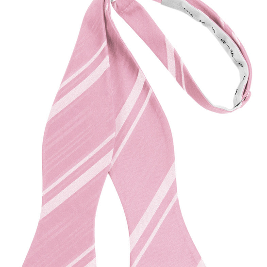 Coral Striped Satin Self-Tie Formal Bow Tie