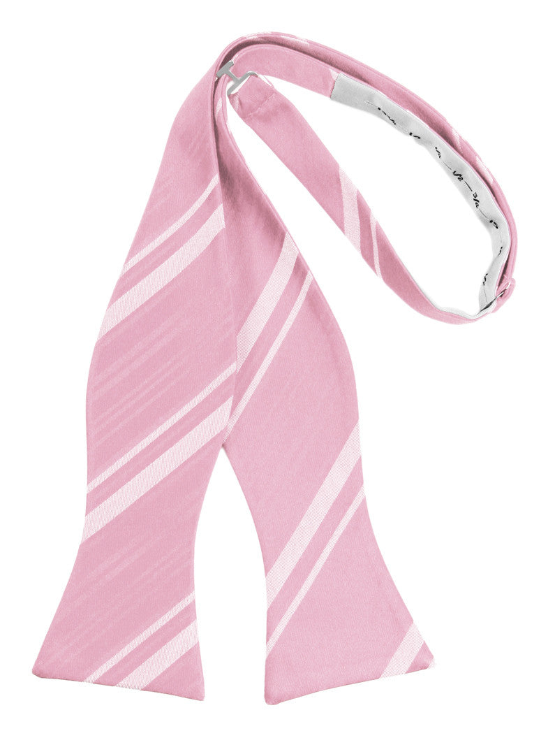 Coral Striped Satin Self-Tie Formal Bow Tie
