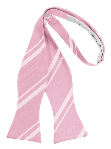 Coral Striped Satin Self-Tie Formal Bow Tie