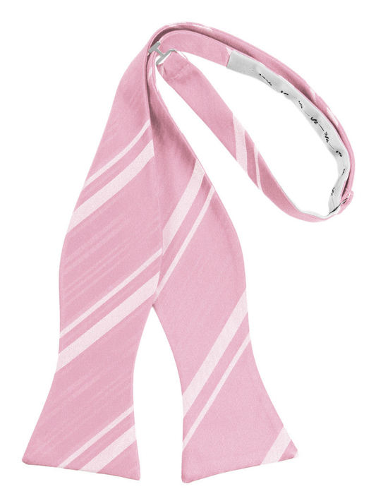 Coral Striped Satin Self-Tie Formal Bow Tie