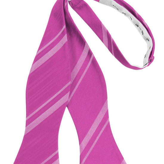 Fuchsia Striped Satin Self-Tie Formal Bow Tie
