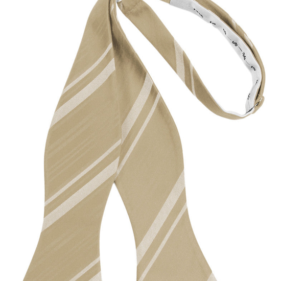 Golden Striped Satin Self-Tie Formal Bow Tie