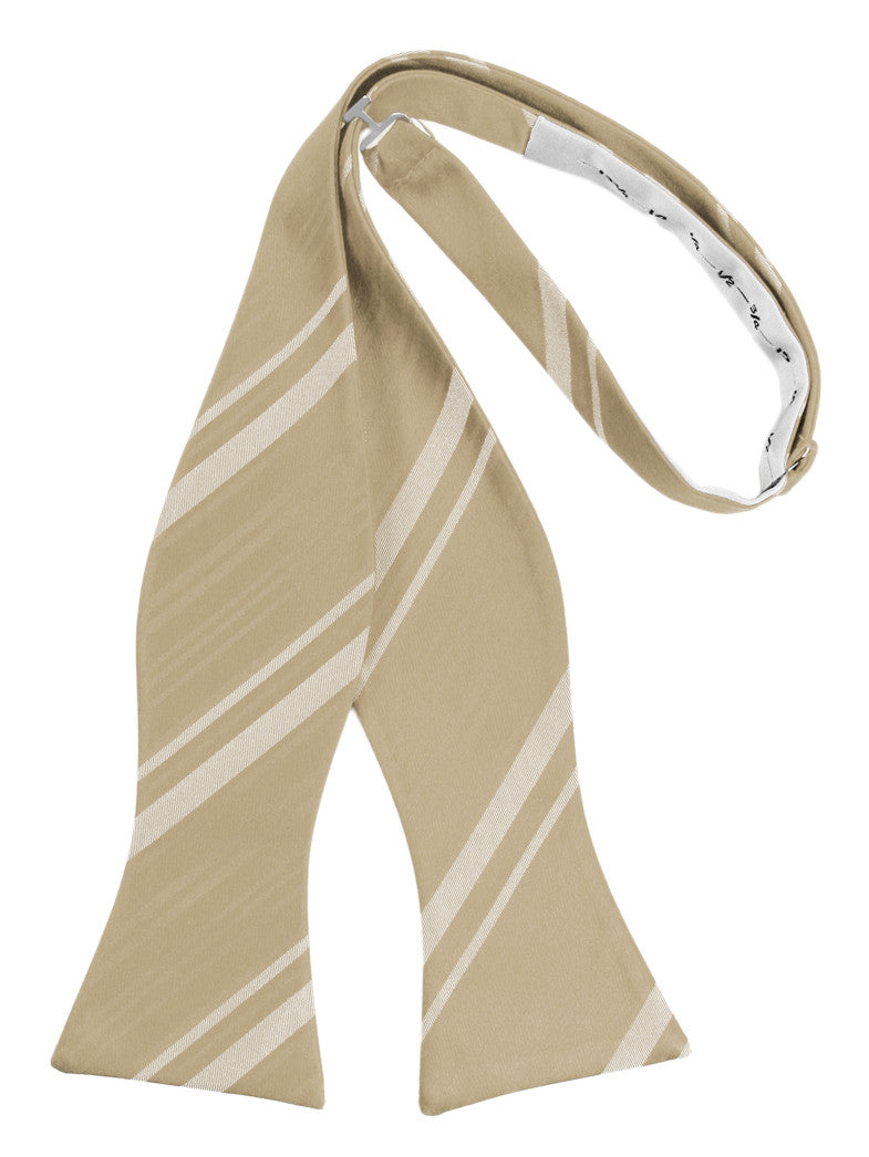 Golden Striped Satin Self-Tie Formal Bow Tie