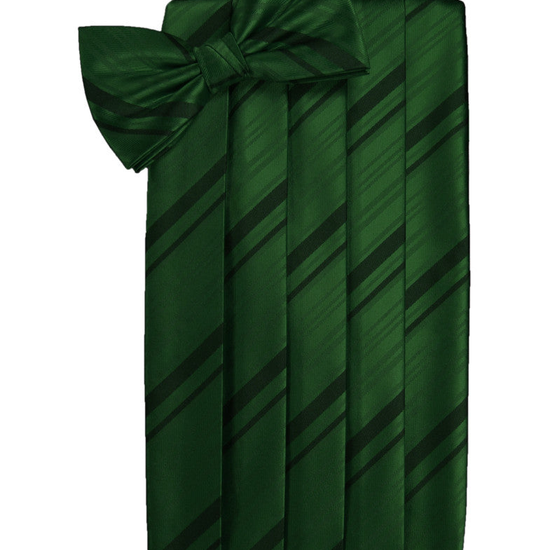 Hunter Green Striped Satin Cummerbund Set