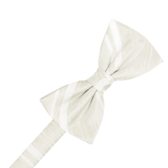 Ivory Striped Satin Formal Bow Tie