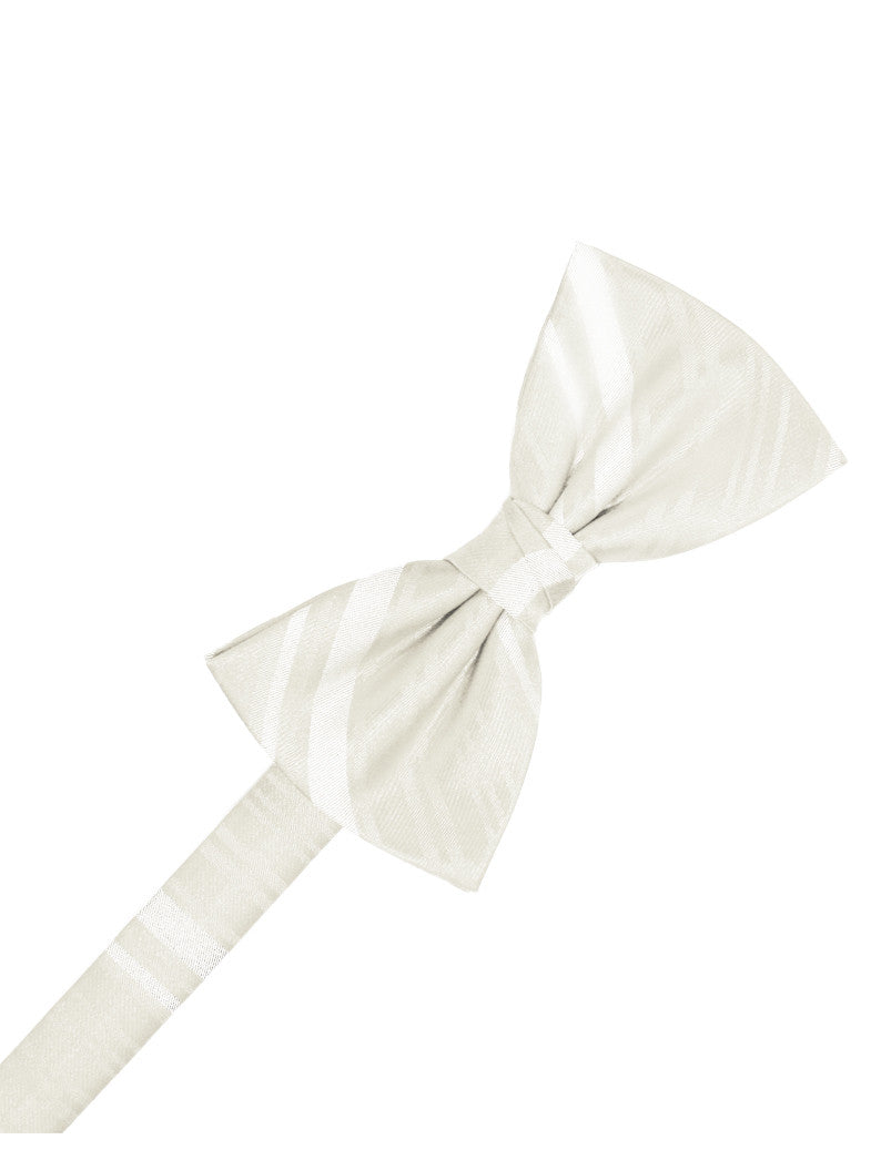 Ivory Striped Satin Formal Bow Tie