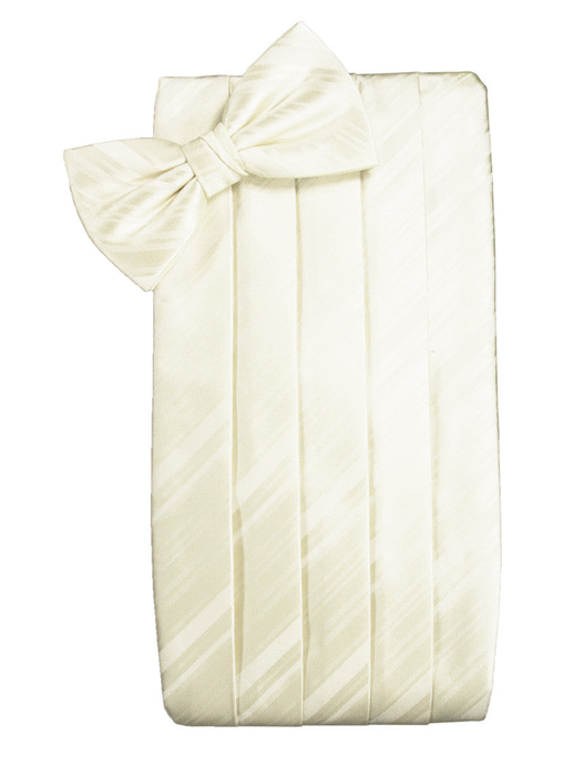 Ivory Striped Satin Cummerbund Set