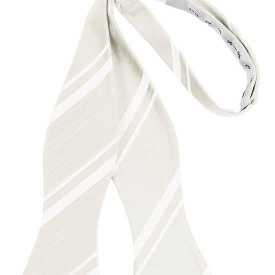 Ivory Striped Satin Self-Tie Formal Bow Tie