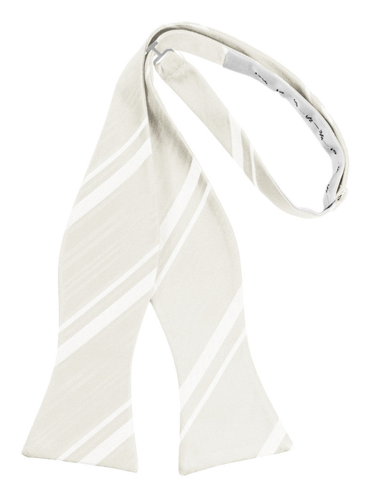 Ivory Striped Satin Self-Tie Formal Bow Tie