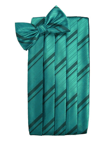 Jade Striped Satin Cummerbund Set