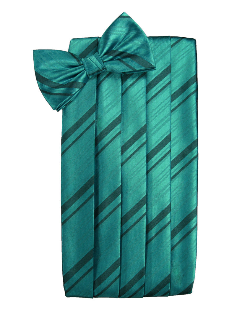 Jade Striped Satin Cummerbund Set