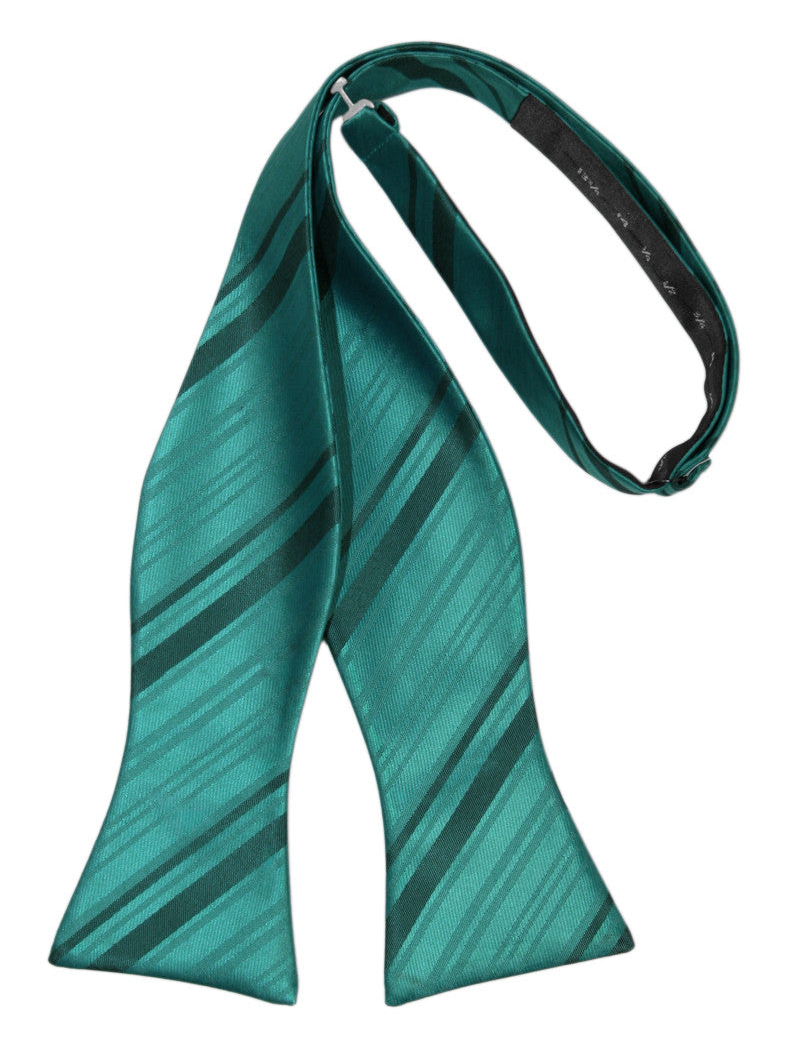 Jade Striped Satin Self-Tie Formal Bow Tie