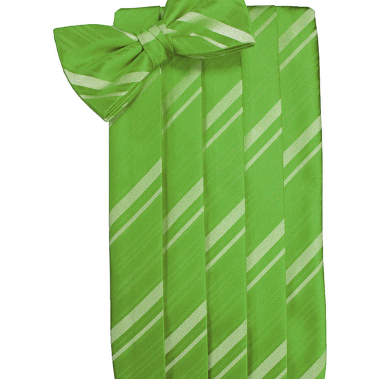 Kelly Green Striped Satin Cummerbund Set
