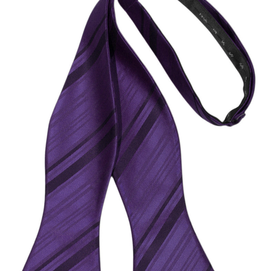 Lapis Striped Satin Self-Tie Formal Bow Tie