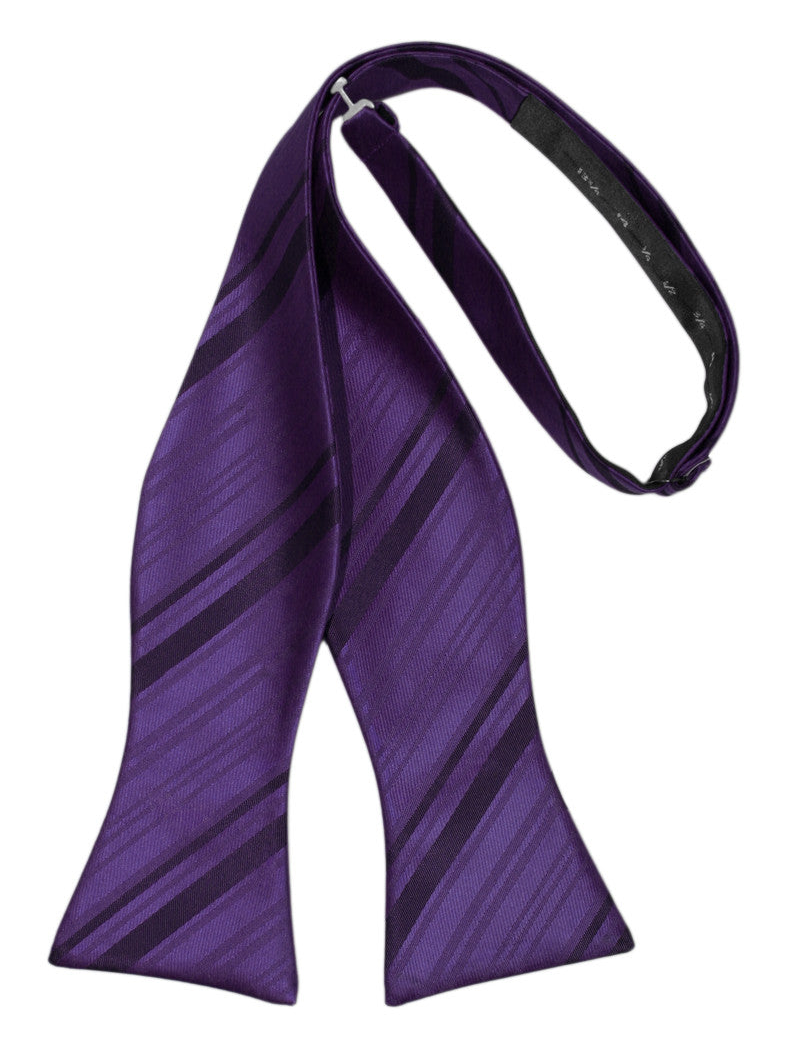 Lapis Striped Satin Self-Tie Formal Bow Tie