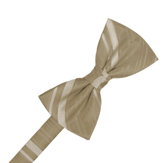 Latte Striped Satin Formal Bow Tie