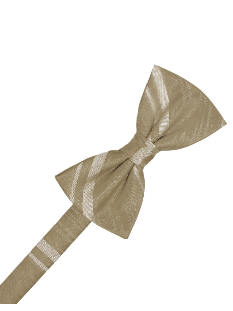 Latte Striped Satin Formal Bow Tie