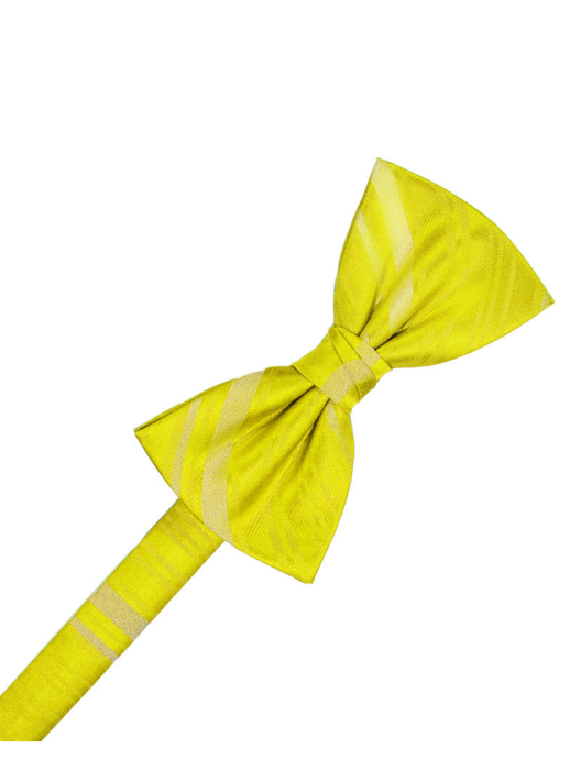 Lemon Striped Satin Formal Bow Tie