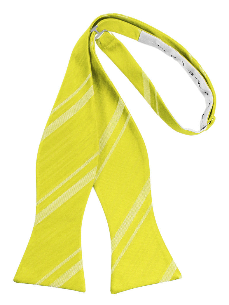 Lemon Striped Satin Self-Tie Formal Bow Tie