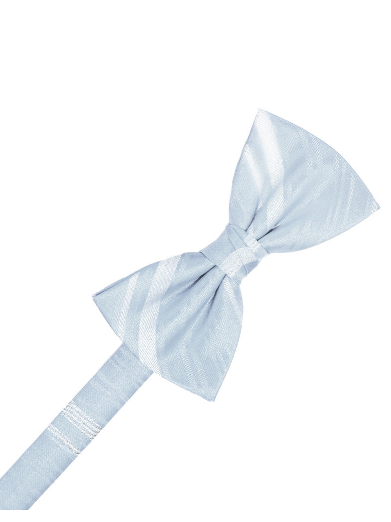 Light Blue Striped Satin Formal Bow Tie