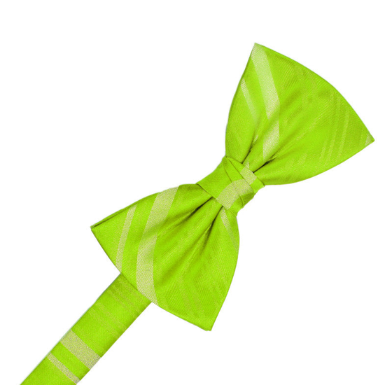 Lime Striped Satin Formal Bow Tie
