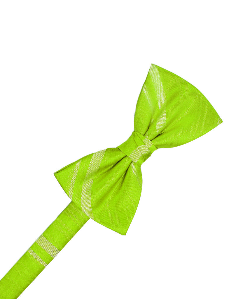 Lime Striped Satin Formal Bow Tie