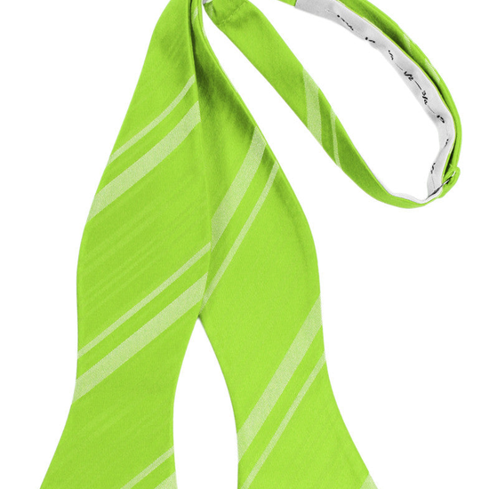 Lime Striped Satin Self-Tie Formal Bow Tie