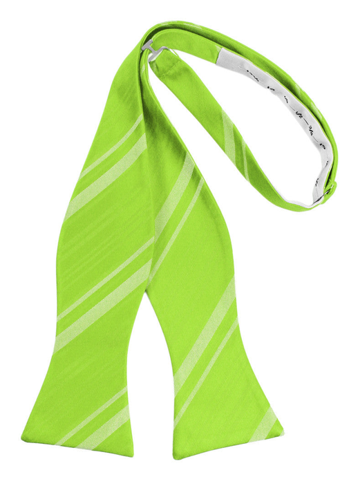 Lime Striped Satin Self-Tie Formal Bow Tie