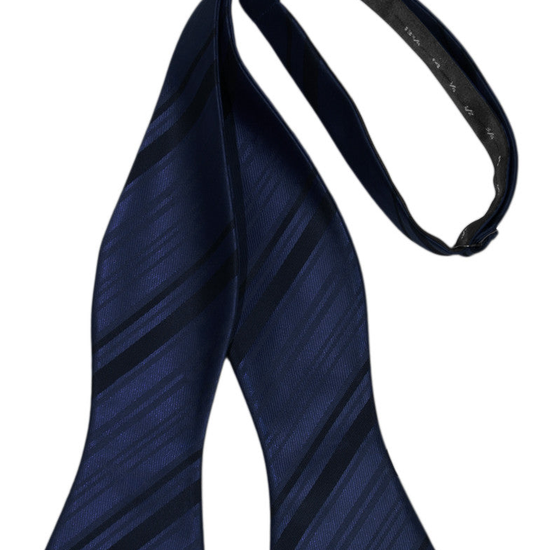 Marine Striped Satin Self-Tie Formal Bow Tie