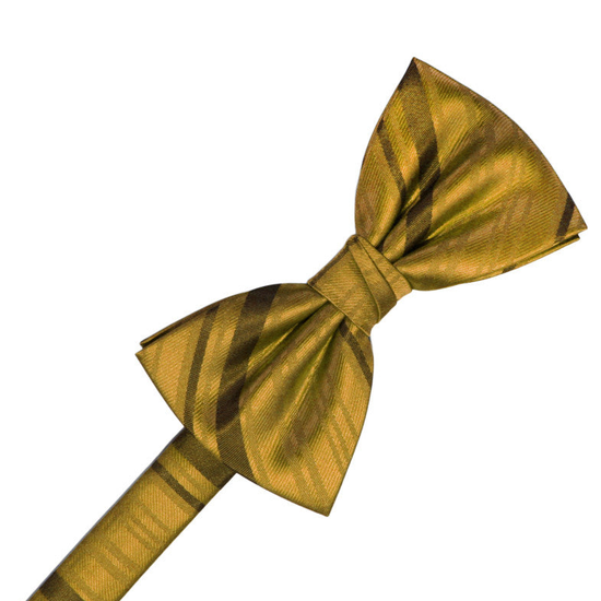 New Gold Striped Satin Formal Bow Tie