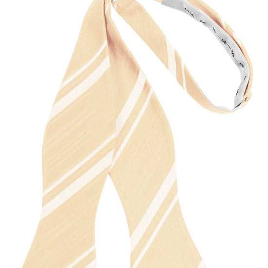 Peach Striped Satin Self-Tie Formal Bow Tie
