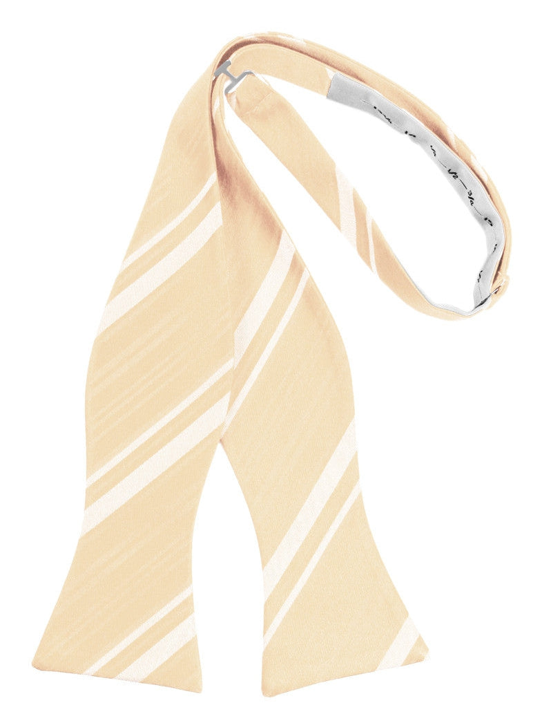 Peach Striped Satin Self-Tie Formal Bow Tie