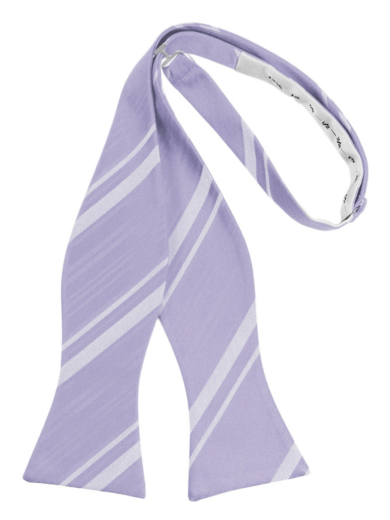 Periwinkle Striped Satin Self-Tie Formal Bow Tie