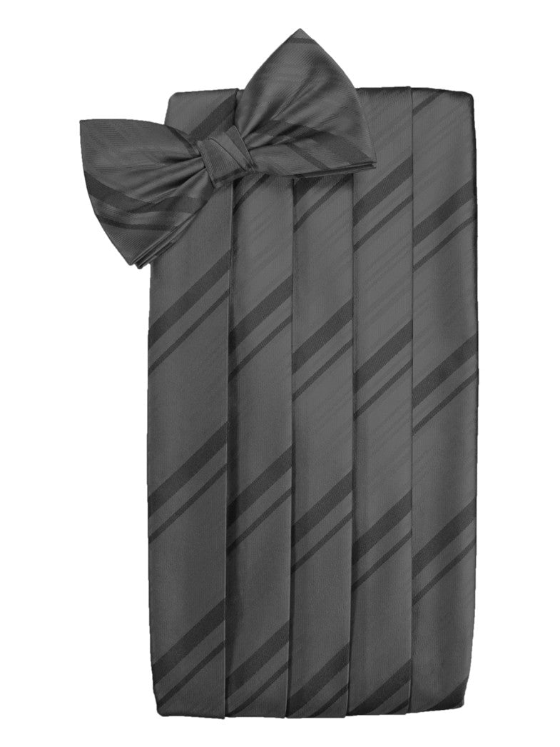 Pewter Striped Satin Cummerbund Set