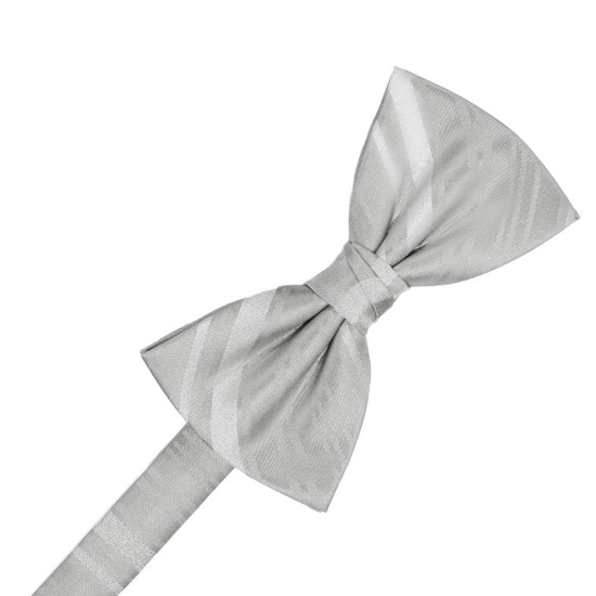 Platinum Striped Satin Formal Bow Tie