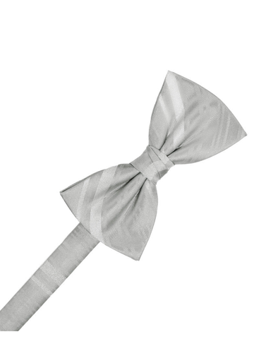 Platinum Striped Satin Formal Bow Tie