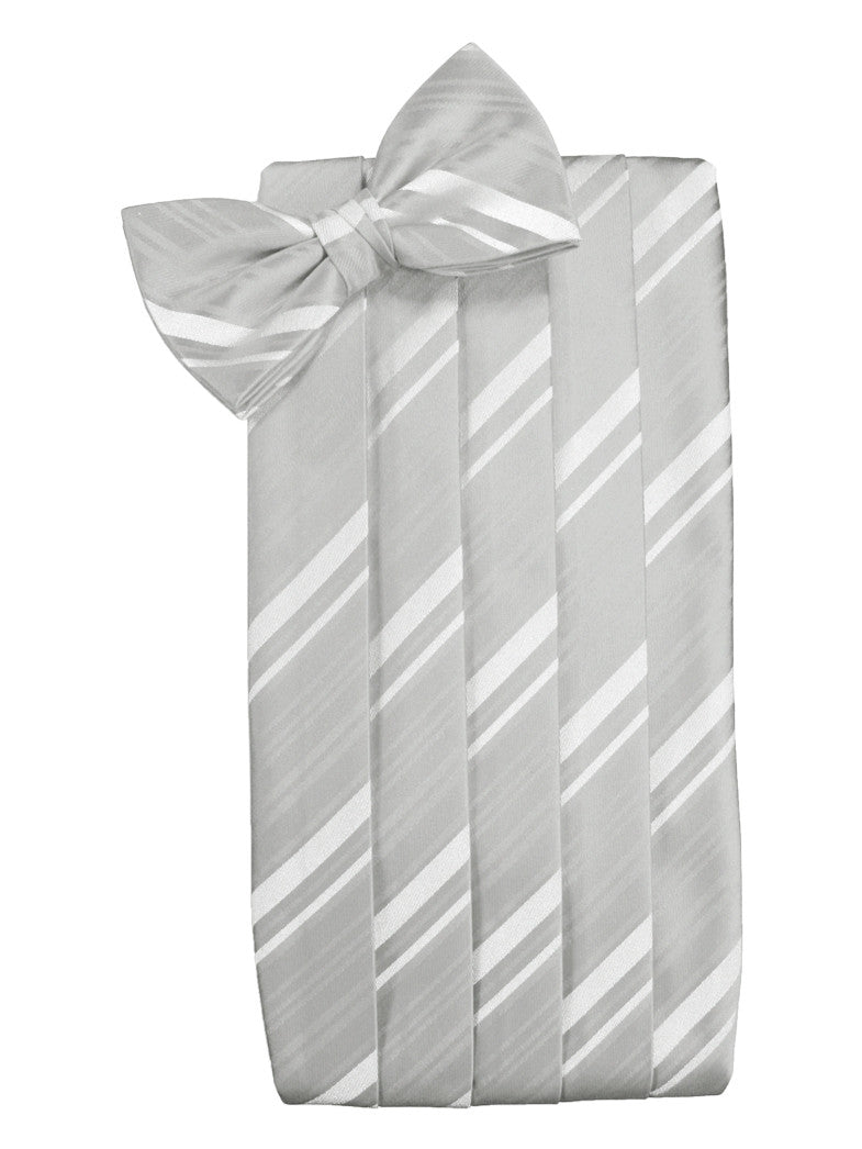 Platinum Striped Satin Cummerbund Set