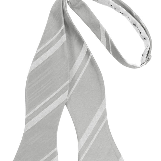 Platinum Striped Satin Self-Tie Formal Bow Tie