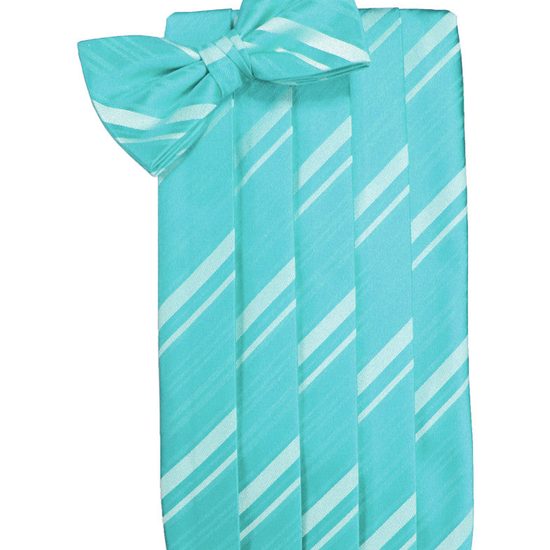 Pool Blue Striped Satin Cummerbund Set