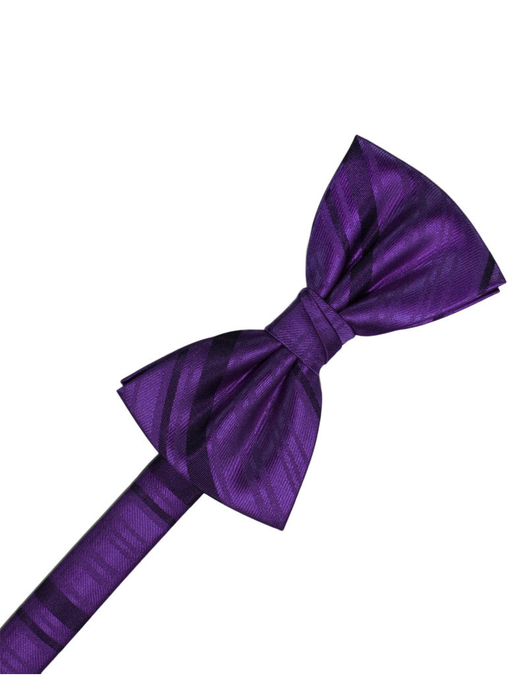 Purple Striped Satin Formal Bow Tie