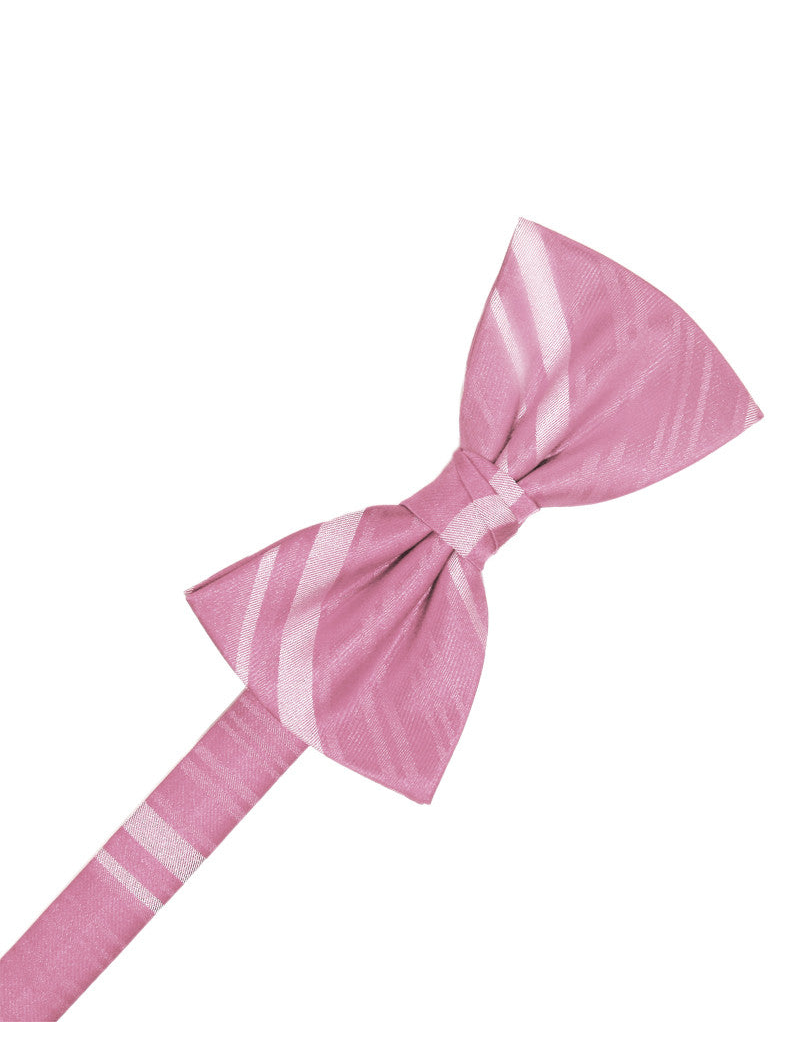 Rose Petal Striped Satin Formal Bow Tie