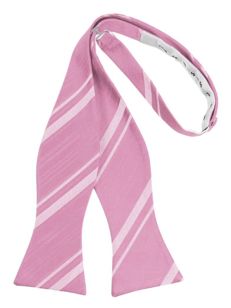 Rose Petal Striped Satin Self-Tie Formal Bow Tie