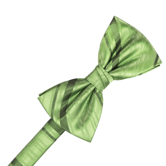 Sage Striped Satin Formal Bow Tie