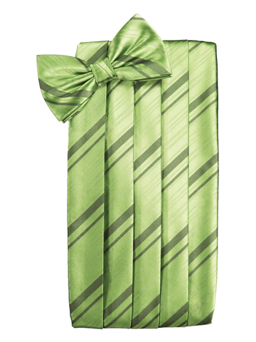 Sage Striped Satin Cummerbund Set