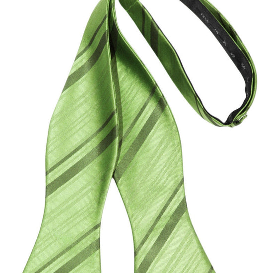 Sage Striped Satin Self-Tie Formal Bow Tie