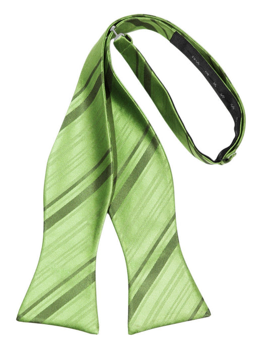 Sage Striped Satin Self-Tie Formal Bow Tie