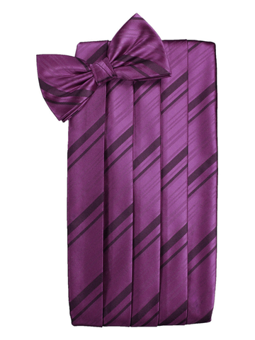 Sangria Striped Satin Cummerbund Set