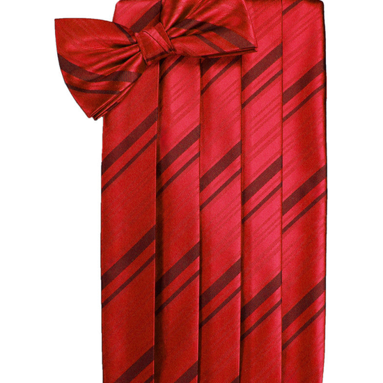 Scarlet Red Striped Satin Cummerbund Set